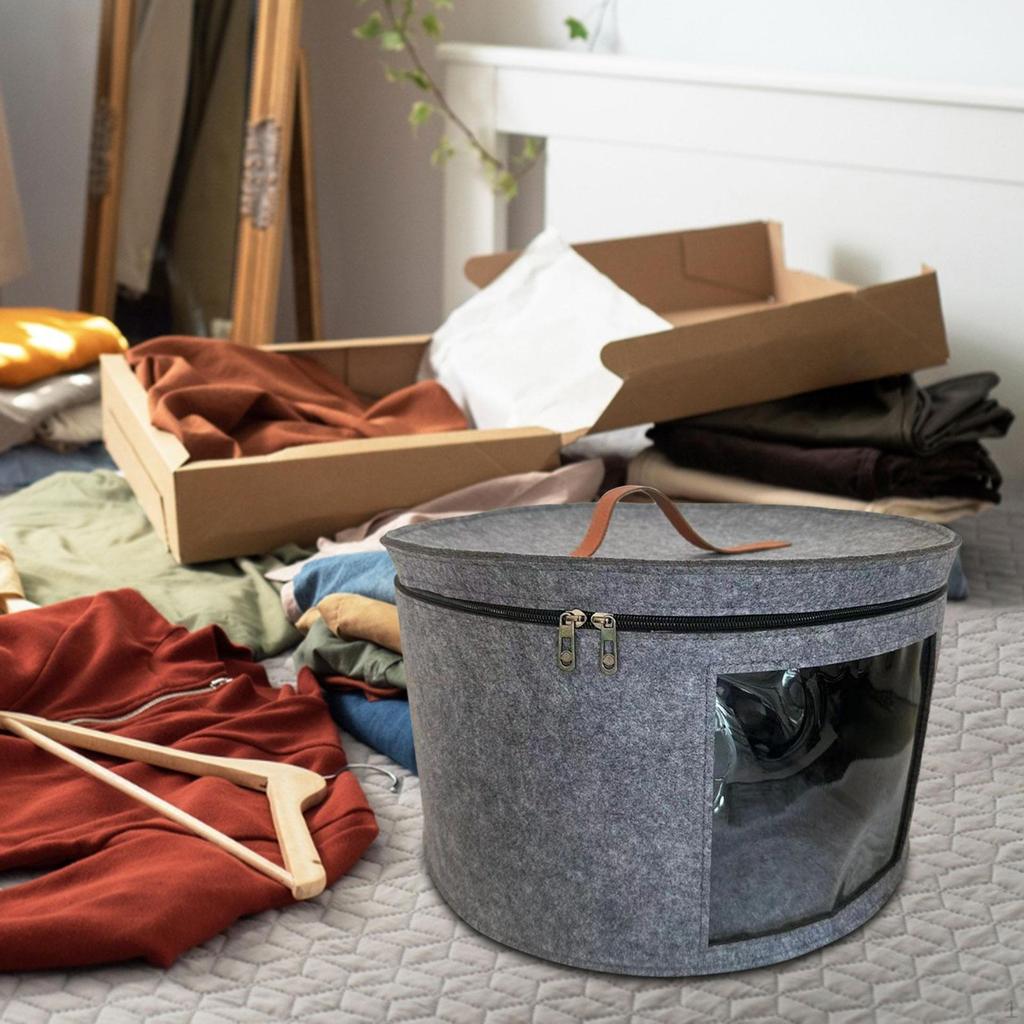 Felt Hat Container, Organizer with Lid, Bucket for Caps And Clothes