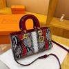 1pcs Women's Elegant PU Leather Handbag Snake Print Crossbody Bag Stylish Evening Clutch Shoulder Purse Design