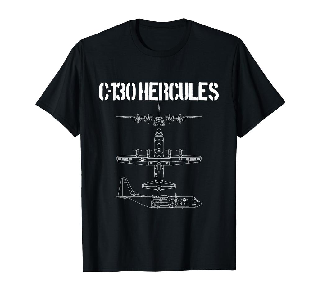 C-130 Hercules Gunship Military Airplane Schematic C130 T-Shirt