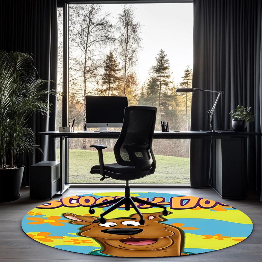 Scooby-Doo Printed Round Rug Carpet Chair Rug Area Rug Entryway Doormats,for Office Chair Living Room Bedroom Kitchen Room.