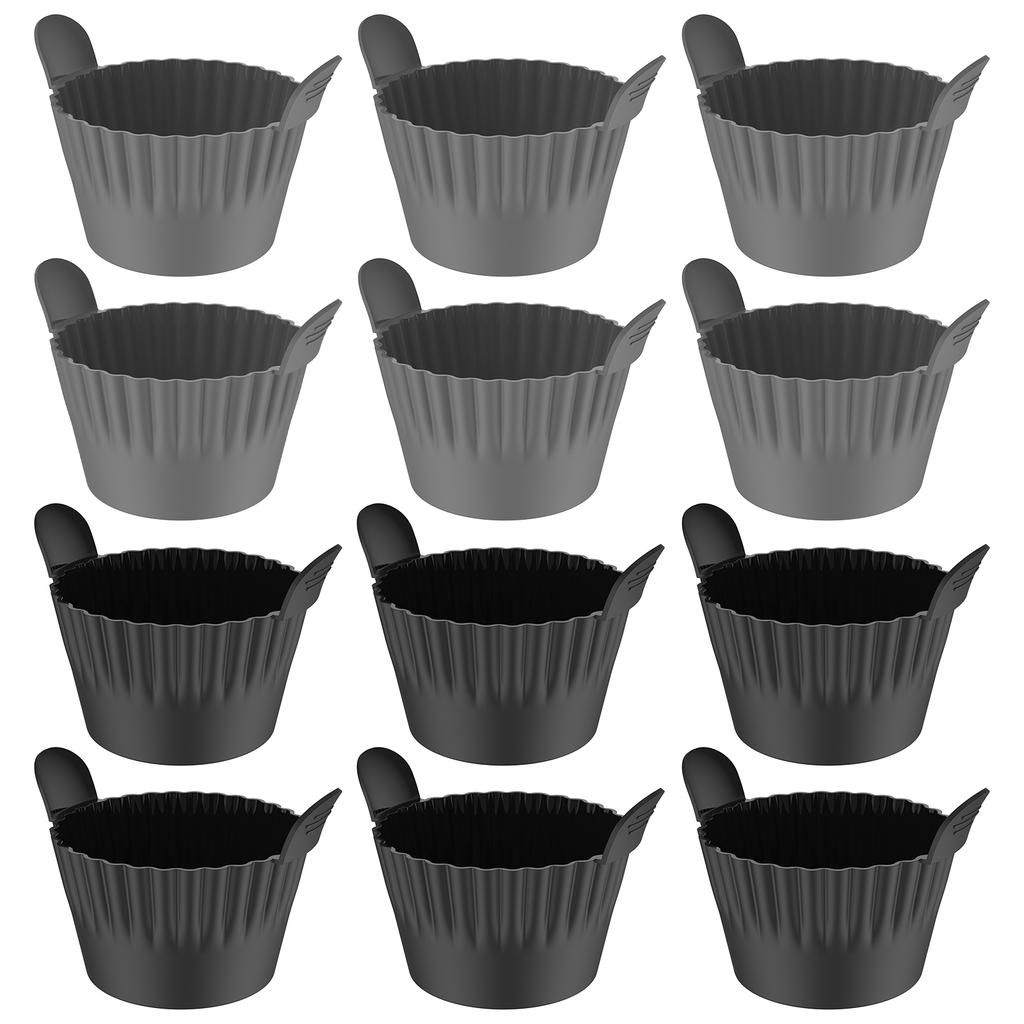 12 ks Silikonové kelímky na vejce do horkovzdušné fritézy Silikonová forma na vaření vajec Kelímek na pečení cupcakeů a dortů Kelímky na pudink a tartaletky Forma na vejce Ramekiny Vložky do muffinů