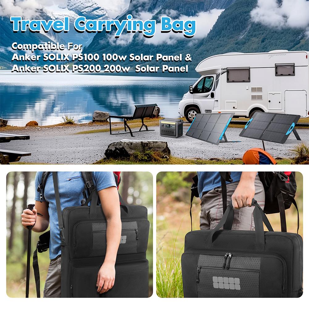 Padded Travel Solar Panel Organizer with Shoulder Straps Solar Board Protective Handbag for Portable Solar/BLUETTI 100W & 200W