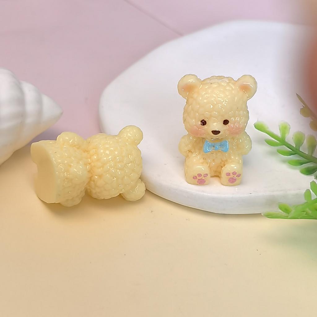 100Pcs Cute Resin Cartoon Bear Flatback Figurines Cabochon for Scrapbooking, Wedding Decor DIY Jewelry Making Accessories