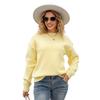 Women Sweater Tops Round Neck Long Sleeve Ribbed Hem Cuff Knitting Tops with Back Bow Decor Solid Color Knitwear