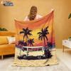 1pc Evening Beach Camping Car Printed Flannel Blanket in Multiple Sizes Soft and Comfortable Casual Napping Cover Carpet
