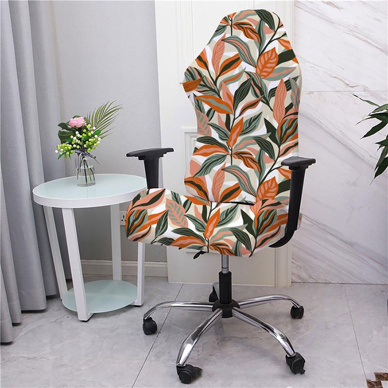 Elastic Printed Armchair Cover Universal Computer Game Chair Seat Cover Home Office Backrest Armrest Swivel Chair Slippers