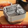 10 STÜCKE Alufolie Schale Heißluftfritteuse Spezial Backblech Lebensmittelqualität Verdickt Hochtemperaturbeständig Aluminiumfolie Alufolie Schüssel