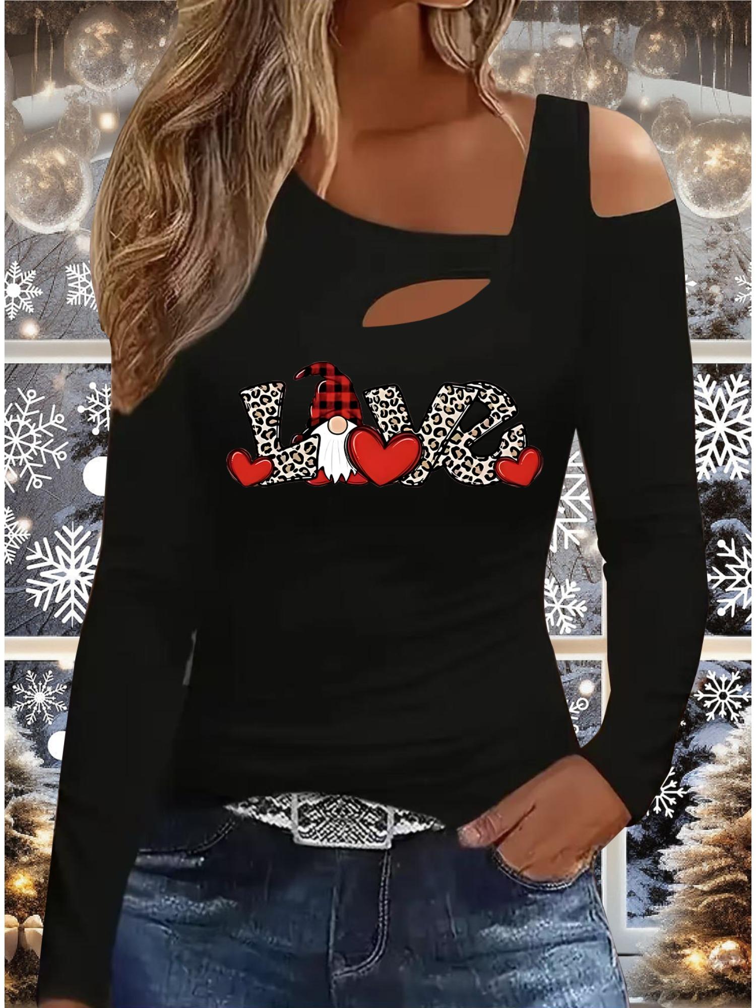 

Осень и Зима Женский Новый Повседневный Топ с Длинным Рукавом Рождественский Узор Идеальный Подарок на Хэллоуин Рождество Футболка XXL чёрный