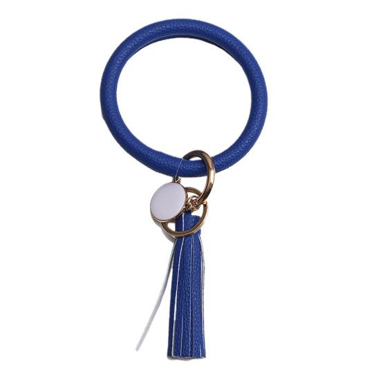 

Модный женский браслет с кисточками из искусственной кожи, брелок для ключей, держатель, подарок синий