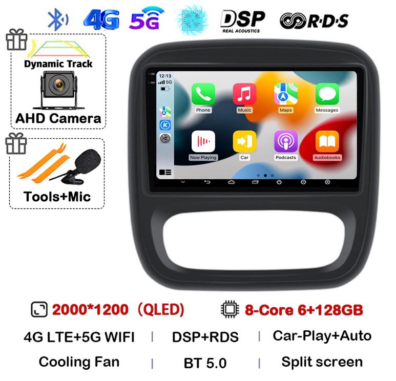 Android 14 Carplay Auto For Renault Trafic 3 2014-2021 Opel Vivaro B 2014-2018 BT Autoradio GPS Multimedia Player Stereo WIFI+4G