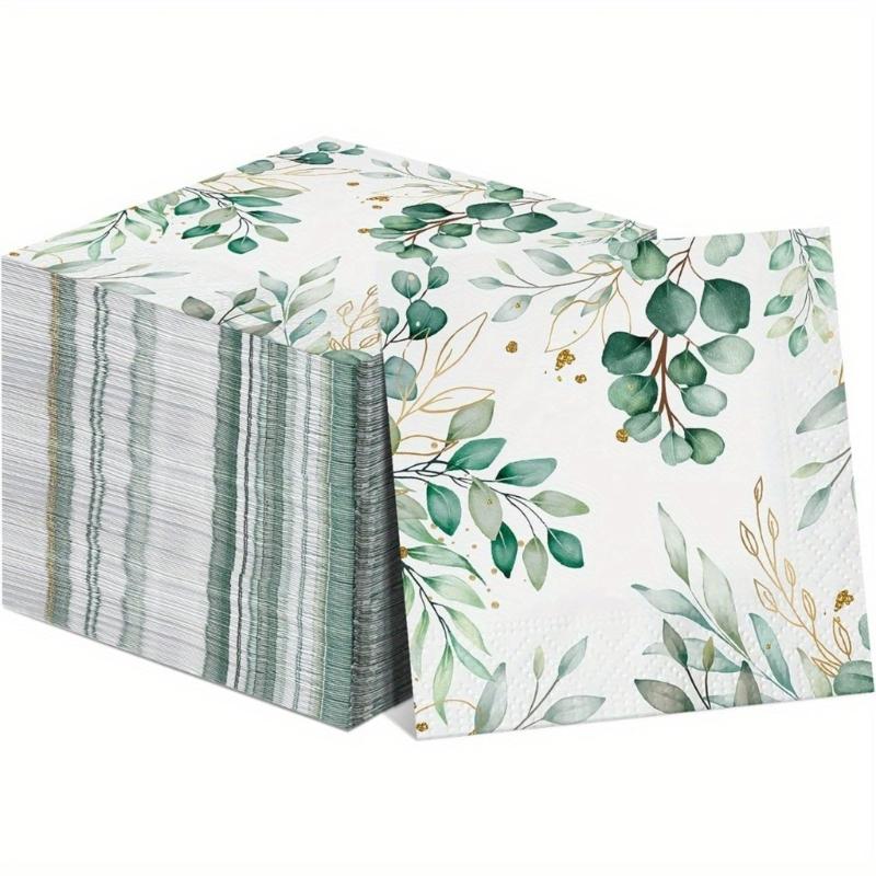 Biodegradable Decorative Leaf Designs Paper Napkins High Absorbency Gentle Skin Friendly for Event
