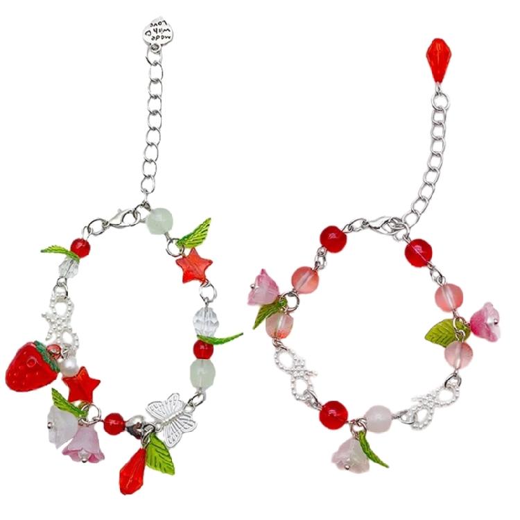 Sweet Flower Bracelet for Women Fashion Bowknot Pearl Beaded Bracelets Jewelry