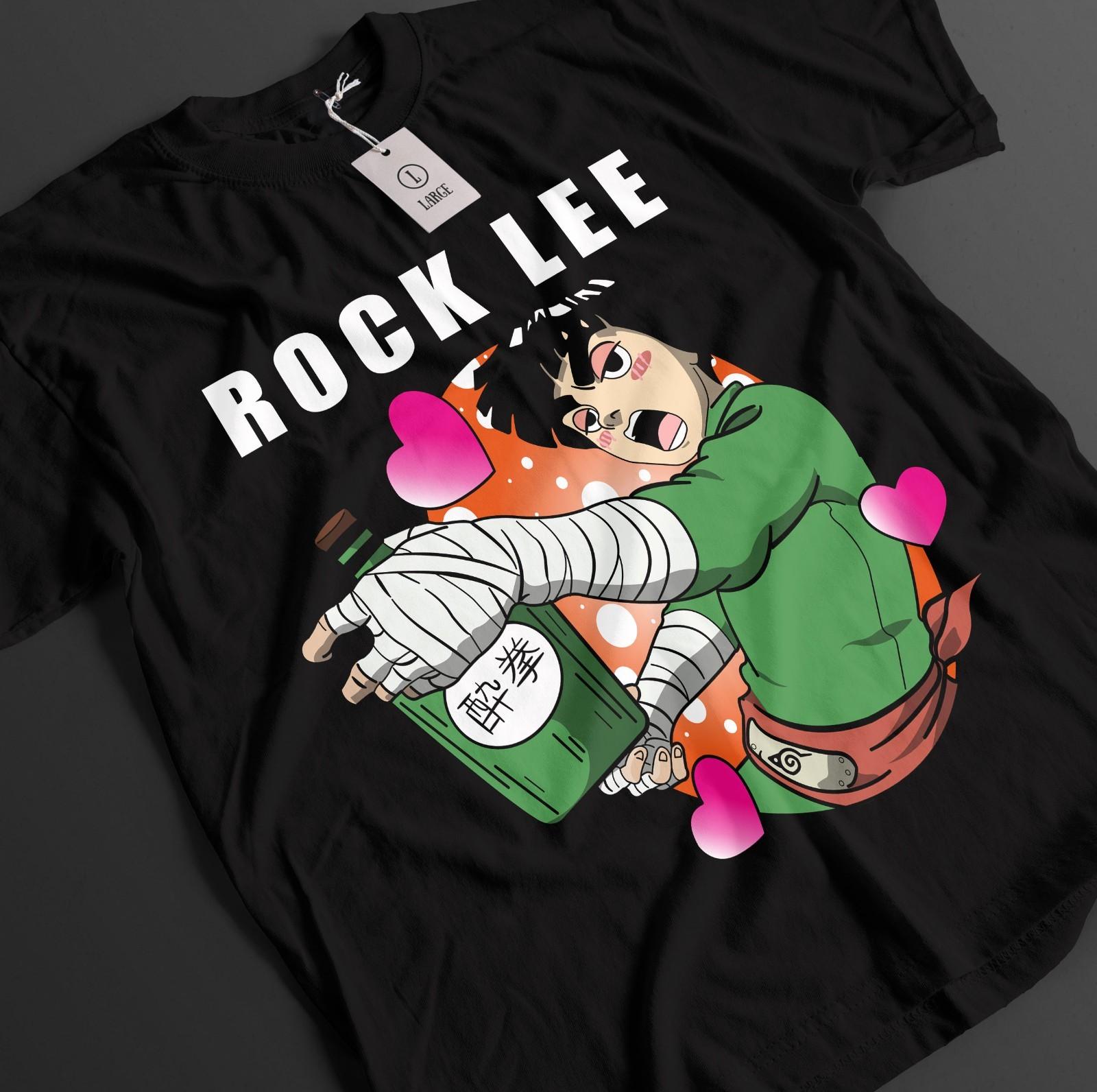 Naruto Shirt Rock Lee Tshirt Might Guy T-Shirt Mens Womens Tees Top Gaara Top Anime Sakura Unisex Tee S