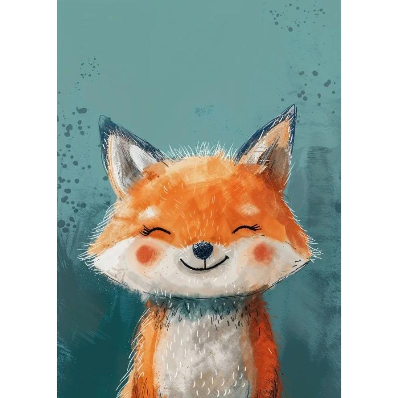 Funny Cute Smile Animals Kitten Koala Fox Lamb Posters Canvas Printing Vintage Wall Art Picture for Living Room Home Decor Gifts
