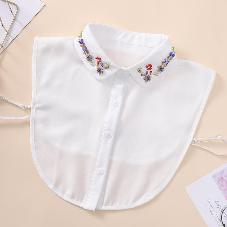 Fashion Handmade Beads Shirt False Collar Women's Lapel Shirt False Collar Clothes Blouse Vest Tops Sweater Detachable Collar