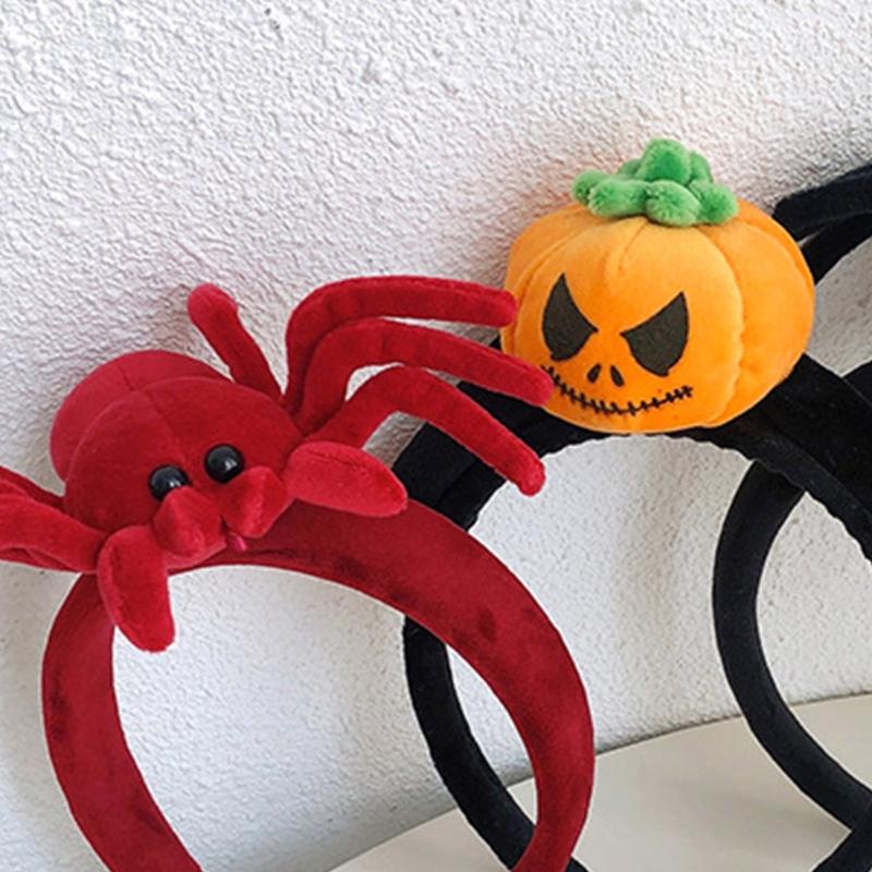 Süße Kürbis-/Spinnenform Haarreif Damen Make-up für Kopfband für Fotoshooting Live-Übertragung Halloween Haarschmuck