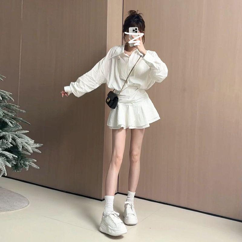 Women's White Shirt Dress - Autumn 2025 Korean Style Outfit