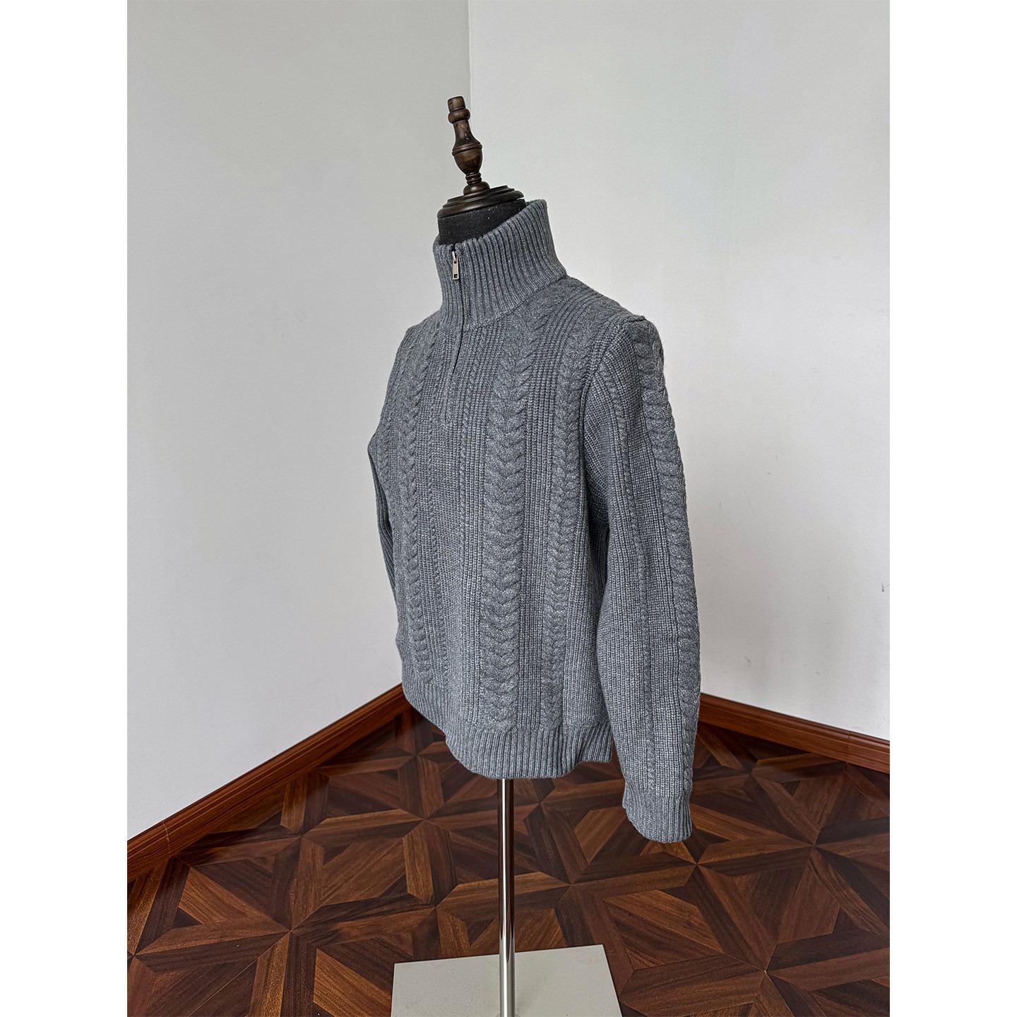 Retro Men s Loose Harajuku Solid Color High Neck Pullover Knitwear M