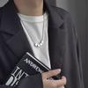 Small Square Pendant Necklace Men's Trendy Collarbone Chain Girls Light Luxury Niche Snake Bone Chain Neck Chain Simple Accessories