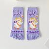 Cotton Five Fingers Women Socks Cartoon Medium Tube Socks Kawaii Split Toe Socks  For Yoga Sports
