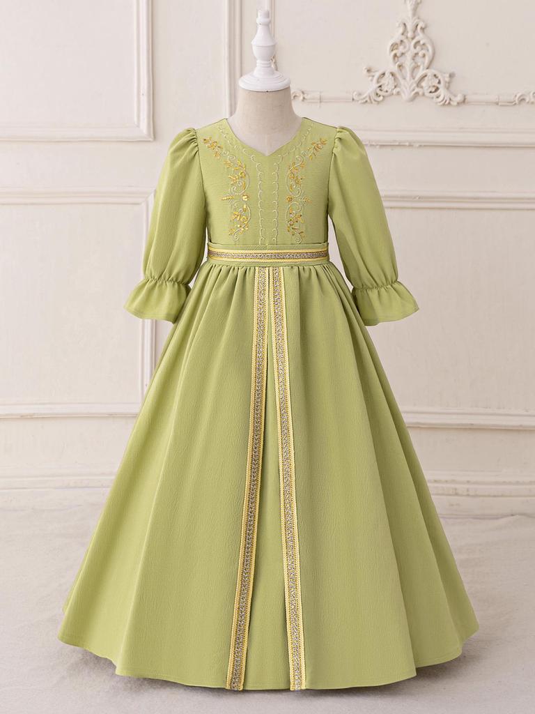 Saudi Arabia Girls' Patchwork Party Dress: Mid-Length Print