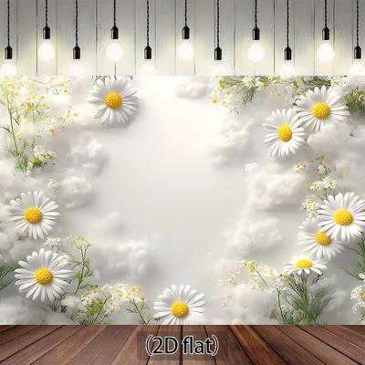 2D Weißes Gänseblümchen Blume Hintergrund Bewölkter Himmel Fotografie Hintergrund