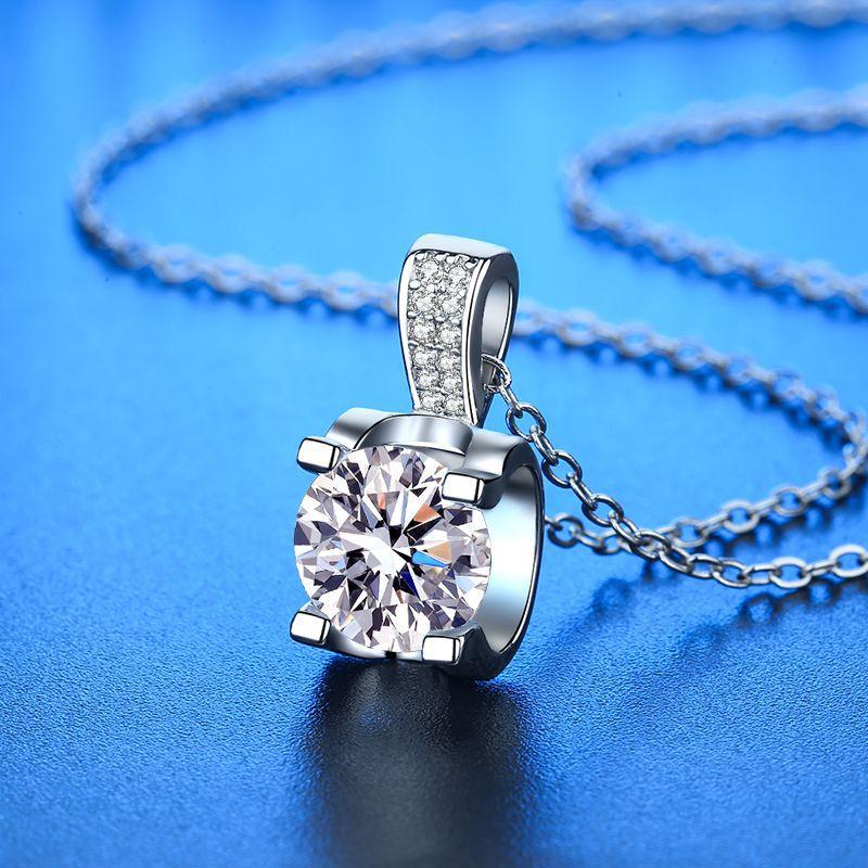 New 925 Sterling Silver Necklace 2CT Pendant for Women Wedding Jewelry Exquisite Fine Accessories Fashion Party Birthday Gifts