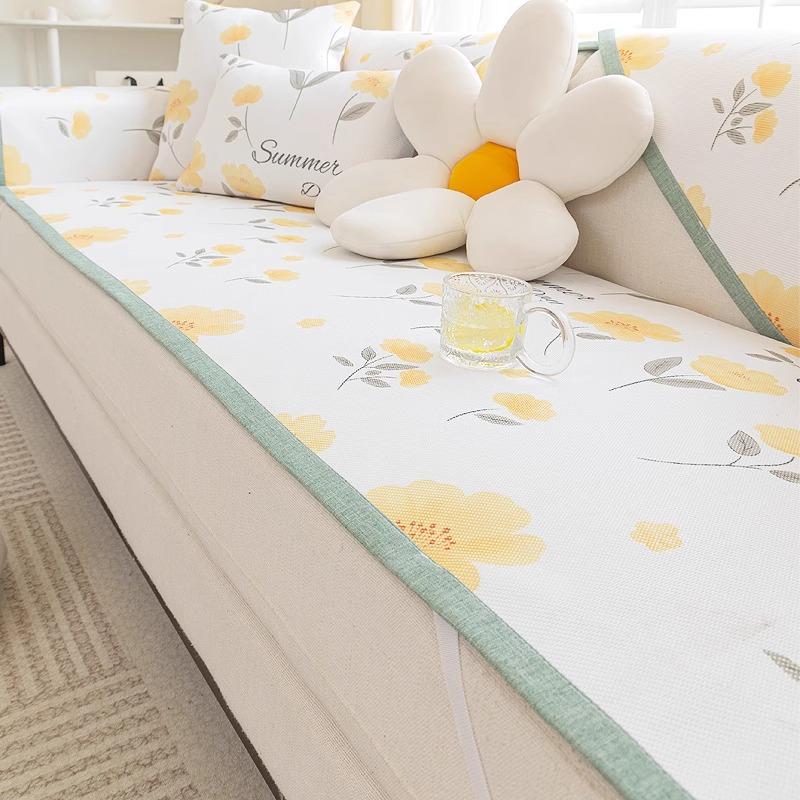 Ice Rattan Mat Sofa Cushion Summer Non-Slip Cool Seat Cushion Cute Cream Wind Summer Sofa Cover Cloth Towel