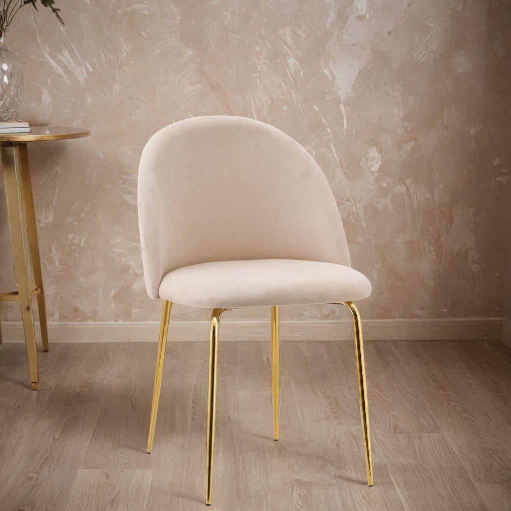Fargo Gold Velvet Beige Velour Chair