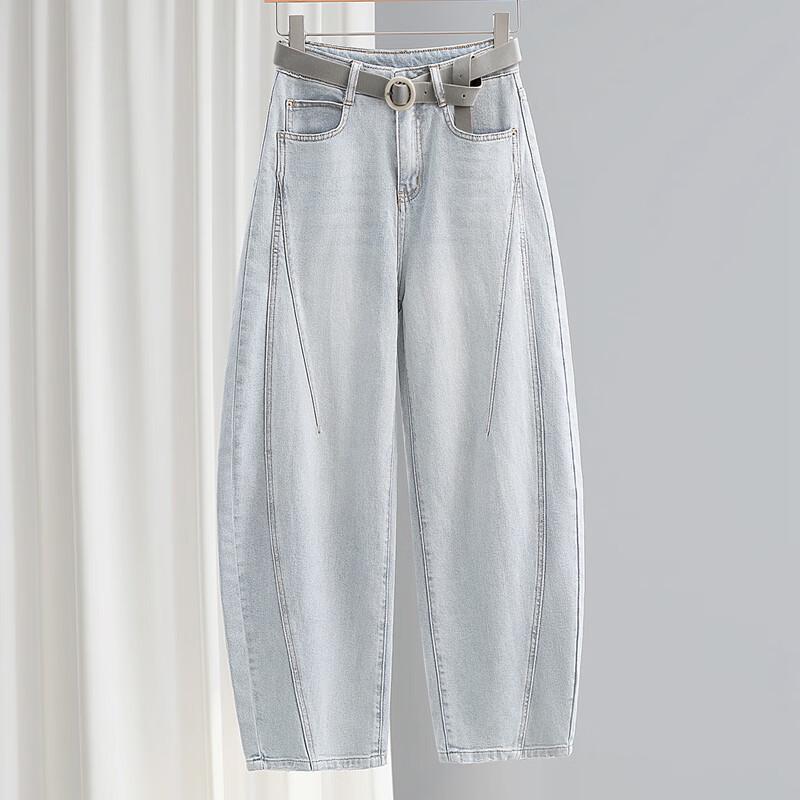 Women's Loose Fit Washed Curved-Leg Jeans