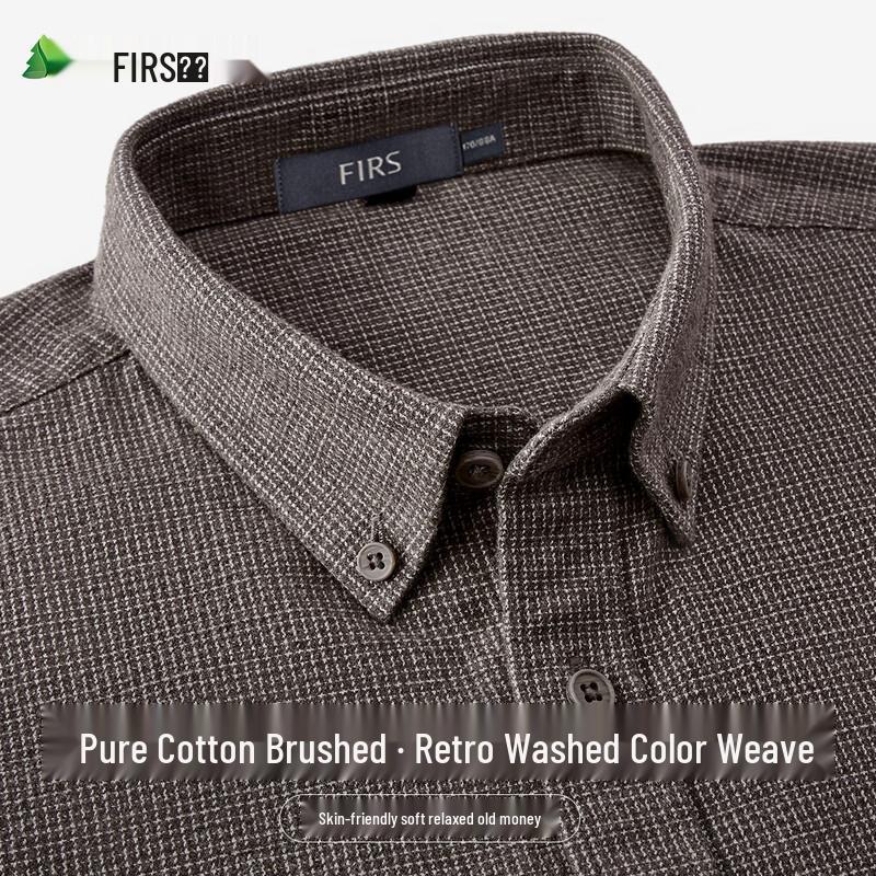 Мужская рубашка FIRS с длинным рукавом, 100% хлопок, начесанная XL