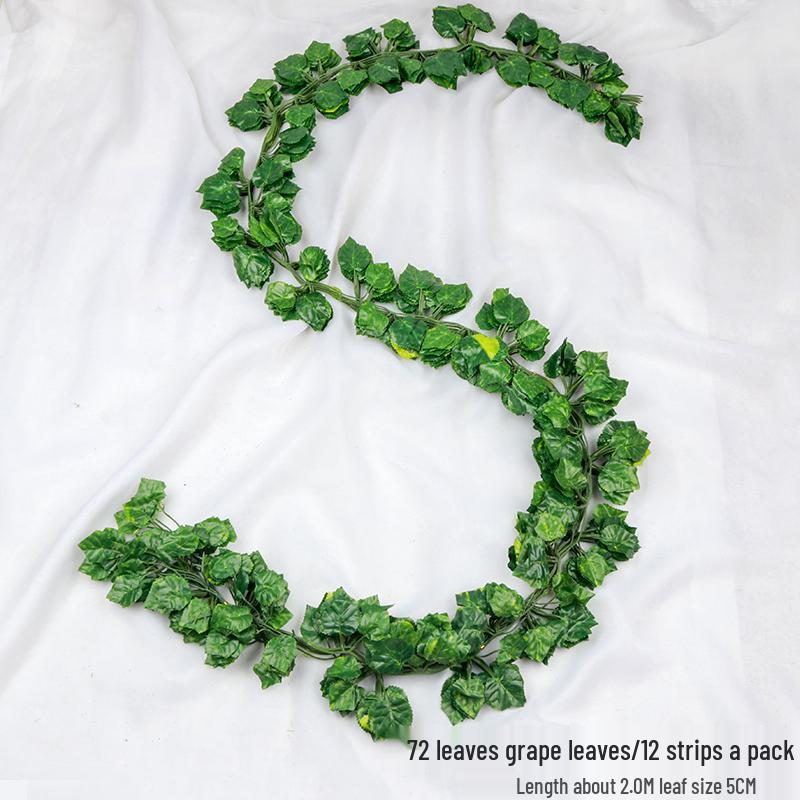Rattan Faux Green Leaves & Vines - Decorative Plastic Flower Vines for Water Pipes & Air Conditioning Cover