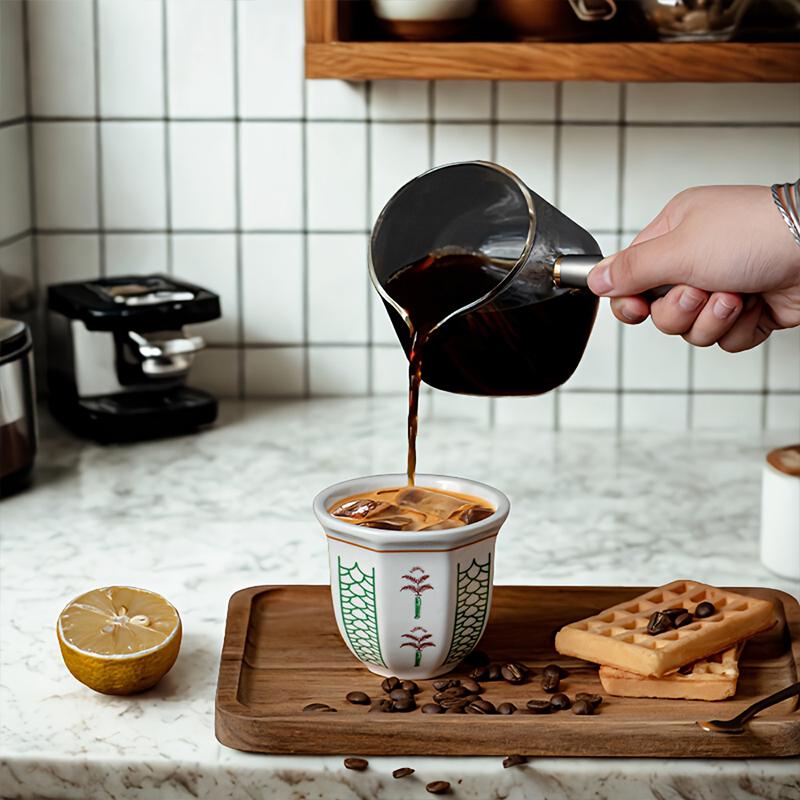 1PC Easy to Clean Various Places Ceramic Texture Coffee Cup Enjoy Life Comfortable Touch Homes Retro Pattern Design Ceremony