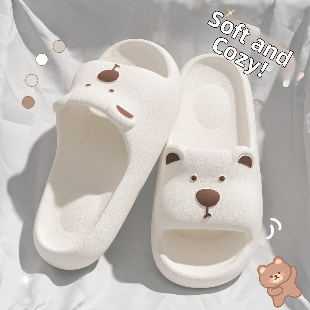 Soft Sole Cartoon Slippers Cartoon Design Thick Sole Slippers Practical Indoor Flip Flops  For Kids