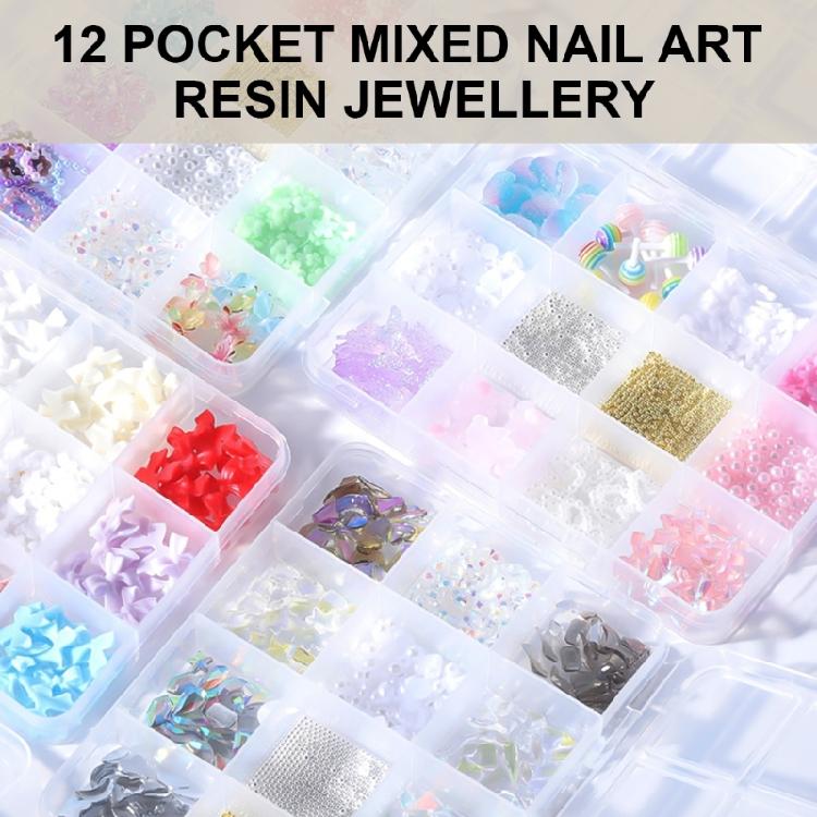 12 Grids 3D Bows Nails Art Charm Bowknot Nail Charms Nails Art Gems for Party
