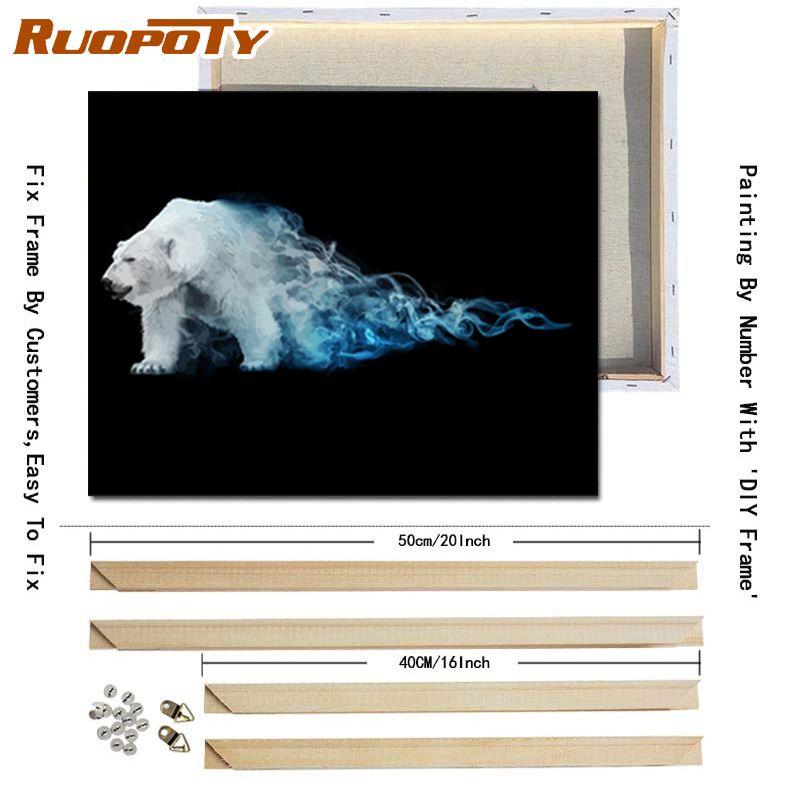 RUOPOTY S DIY rámem Zvířata Olejomalba DIY Malba podle čísel Moderní obraz na plátně Ručně malovaný domácí dekor 40x50cm