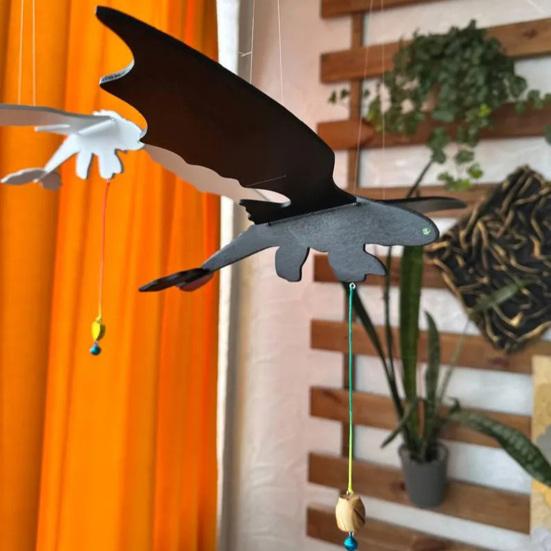 Flying Dragon Hanging Decoration Handmade Wooden Dragon Ornament Kinetic Winged Dragon for Nursery Bedroom Decor