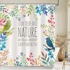 Plants and Floral Shower Curtain, Texture Fabric Bathroom Decor Watercolor Flowers and Plants Shower Curtians with Hooks