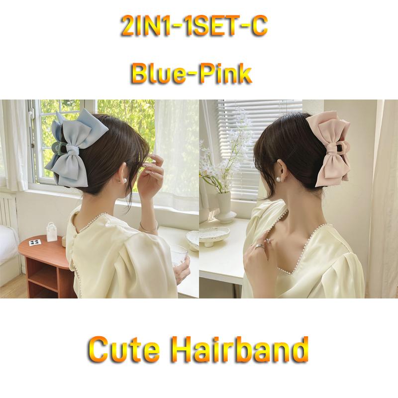 Elegant Women Bow Hair Claw Clips Double-sided Large Satin Shark Hair Claw Solid Bowknot Hairpins Barrettes Hair Accessories