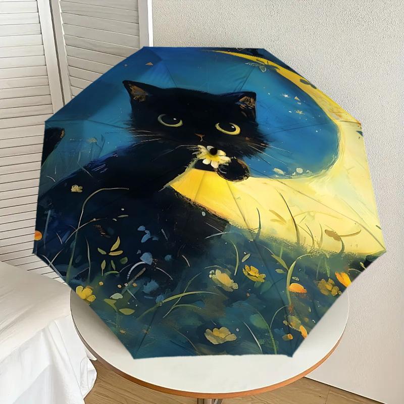 1pc Moonlit Cat Themed Umbrella for Men & Women, Valentine s Day Christmas Decorative Umbrell165