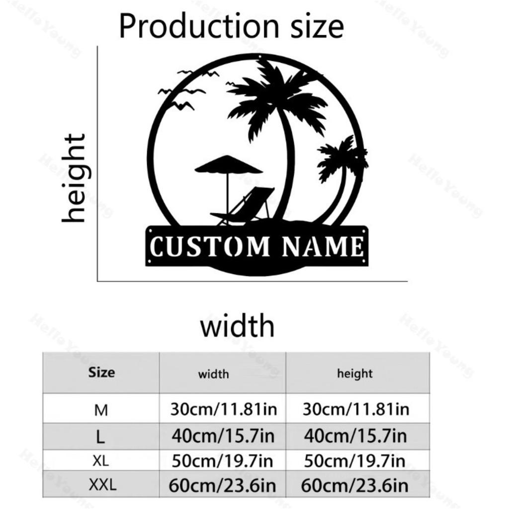 Customizable Beach Metal Sign Silhouette Surname Decor Hot Sale for Porch Garden Home Restaurant Party