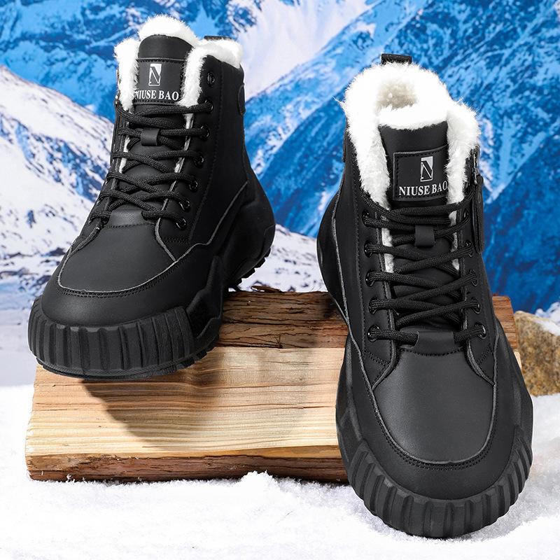 Autumn and winter new men's winter thick-soled men's shoes piled and thickened warm cotton shoes cold-resistant middle-top men's boots