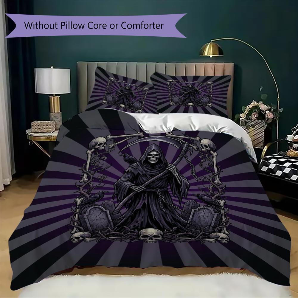 Death Pattern Bedding uilt Set uilt Cover Pillowcase Home Decoration Birthday Gift (1 * duvet cover + 2 * pillowcase without core)57
