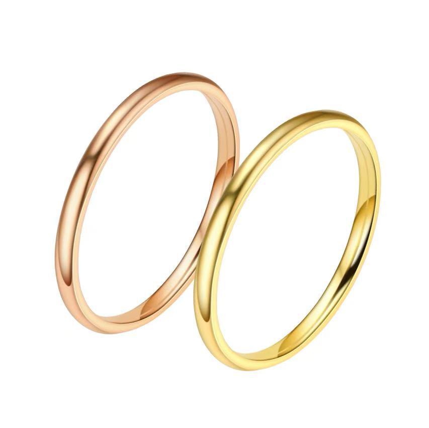 Women's Stainless Steel 2mm Minimalist Ring - Non-Fading Titanium Steel Fashion Accessory