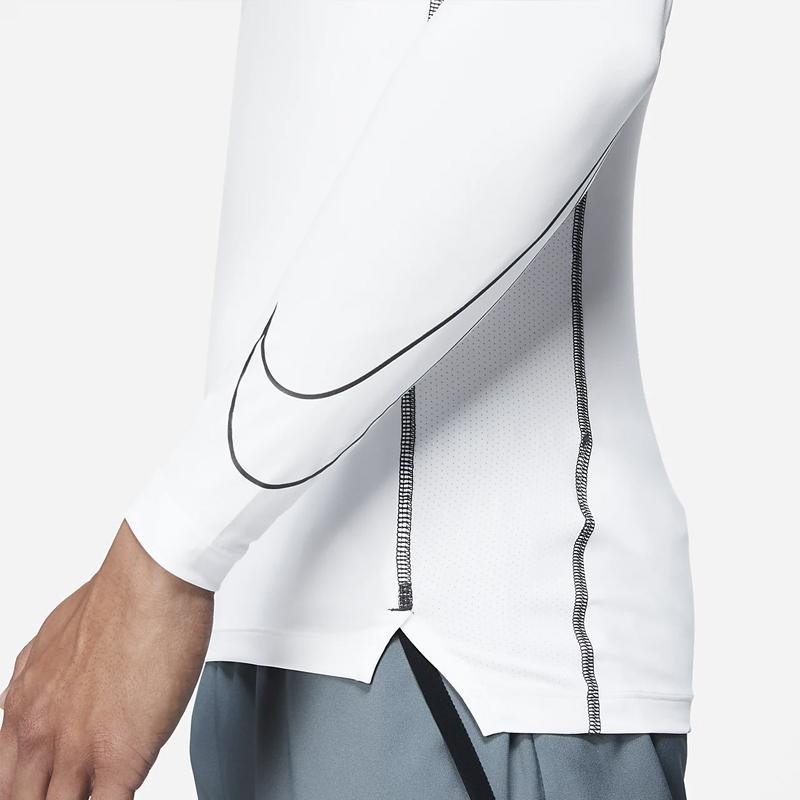 Nike Pro Dri-Fit Spor Günlük Dar Kesim Uzun Kollu Yuvarlak Yaka Tişört Erkek Üstler Beyaz DD1991-100