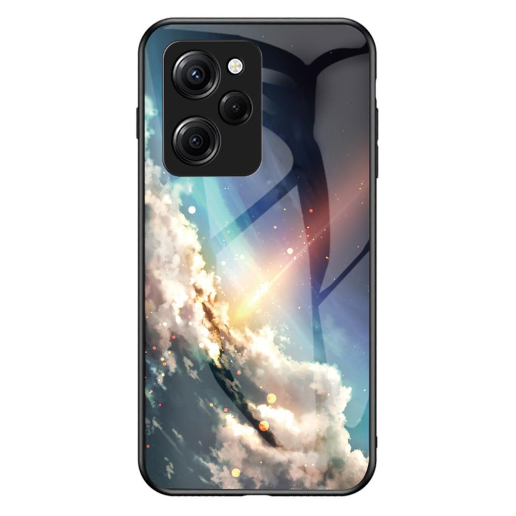 For Xiaomi Poco X5 Pro 5G/Redmi Note 12 Pro Speed 5G Cell Phone Case Tempered Glass+PC+TPU Starry Sky Pattern Phone Cover