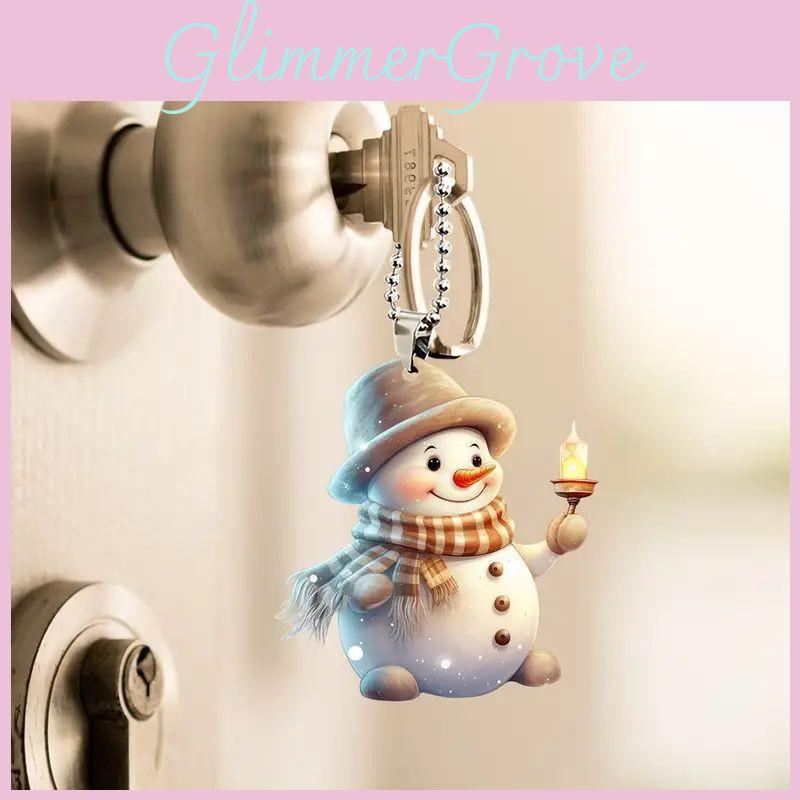Candle Cute Handheld Snowman Pattern Acrylic Pendant For Christmas Decoration