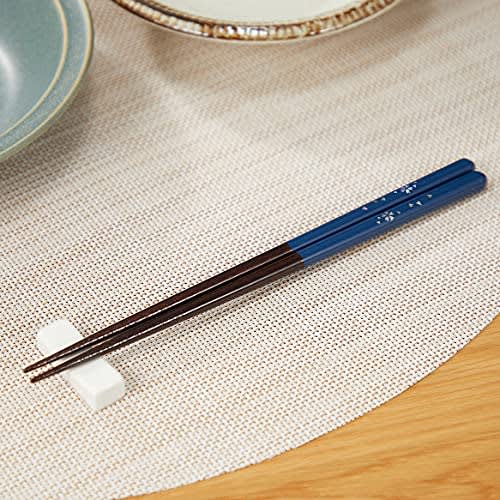 Tanaka Hashiten Premium Japanese Wakasa Lacquer Chopsticks, Dishwasher-Safe, with Anti-Slip Coating, Cherry Blossom and Navy Blue, 27085
