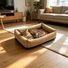 Jute Cat Bed 2-in-1 Cat Bed And Scratching Pad Breathable Pet Lounger Bed with Raised Edges Anti-Slip Bottom for Cats Small Dogs All Seasons