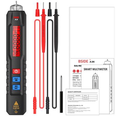 Intelligentes digitales Multimeter, Stifttyp, automatischer Spannungsprüfer, Gleichstrom-Wechselstrom-Multimeter, Kapazität, Ohm, Voltmeter mit LCD-Display